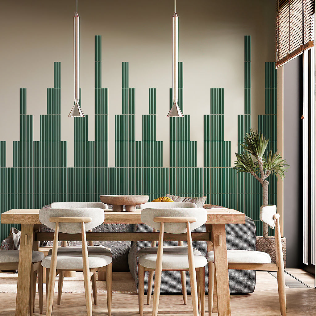 Green 2x8 Glossy Ceramic Subway Deco Tile